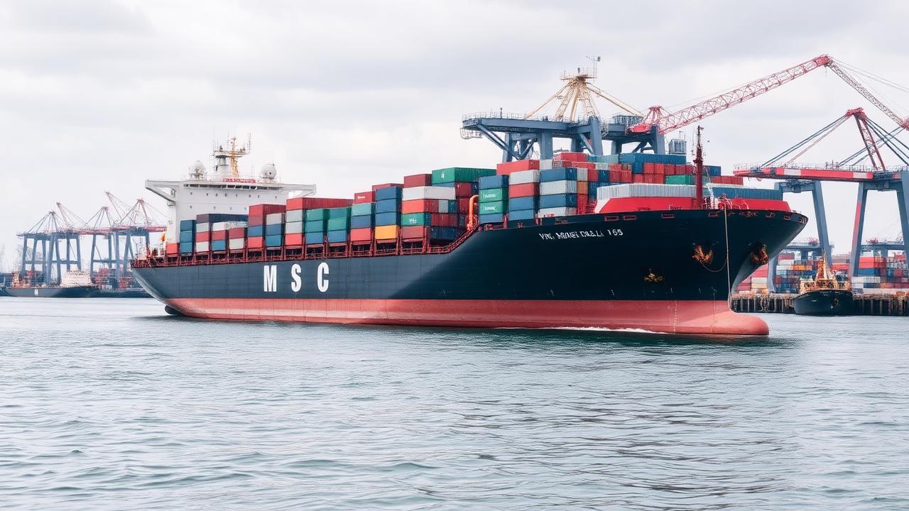 Navio cargueiro no porto representando exportações sujeitas ao CBAM