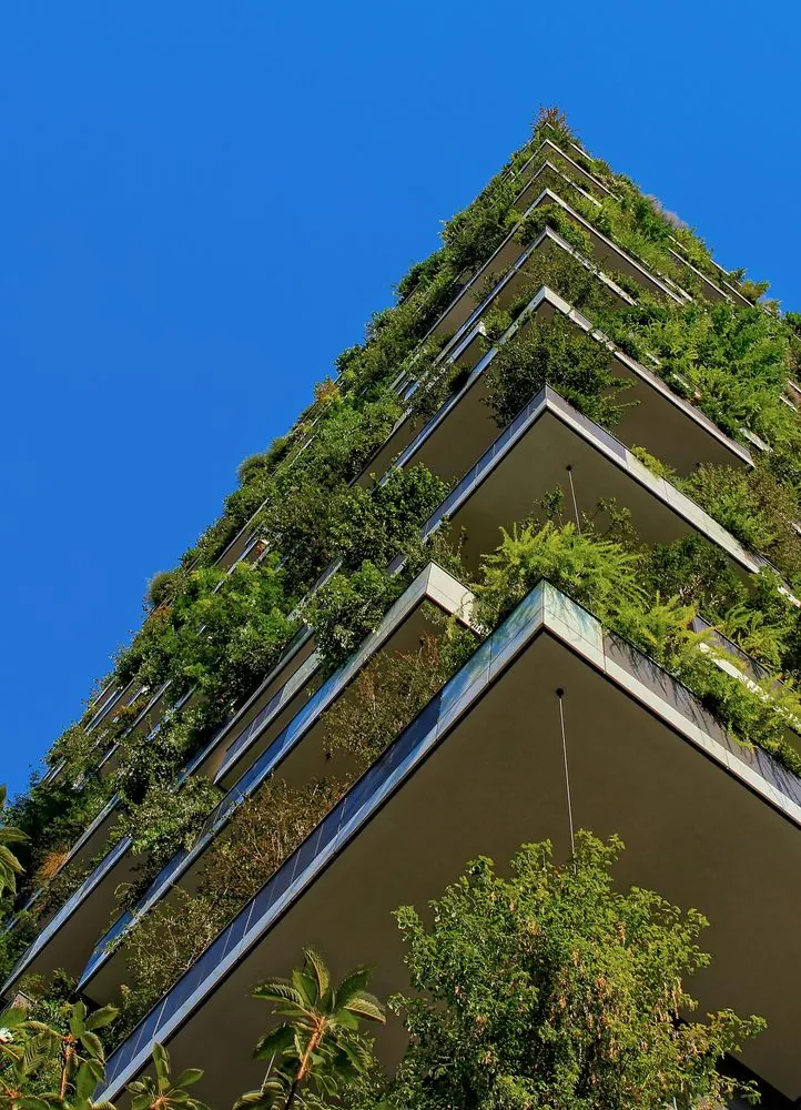 Tall building with a vertical garden facade · a sustainable construction benchmark served by our method